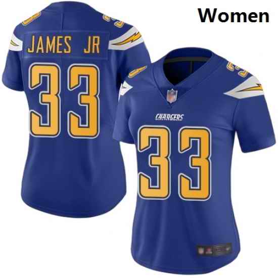 Chargers #33 Derwin James Jr Electric Blue Women Stitched Football Limited Rush Jersey